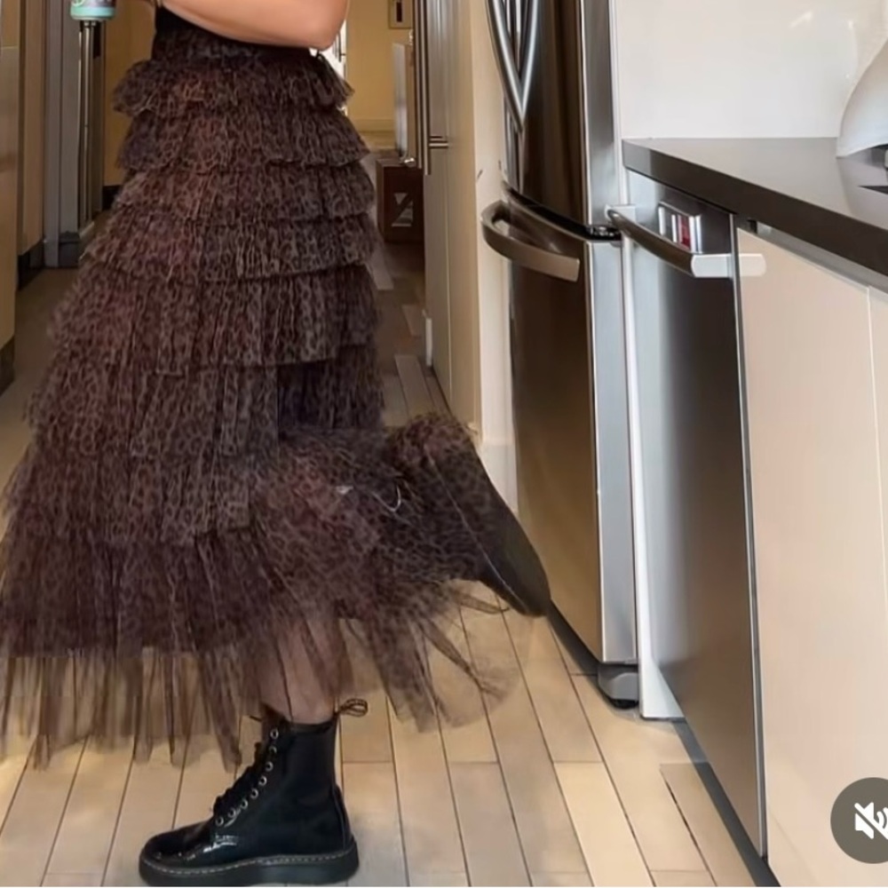 Elegant Brown Tiered Skirt